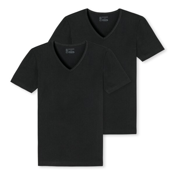 SCHIESSER Mens T-Shirt 2-Pack - Series "95/5", V-Neck, S-4XL Black L (Large)