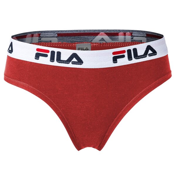 FILA Ladies Brief - Regular Waist, wide Logo Waistband, Cotton, unicoloured Red XL (X-Large)