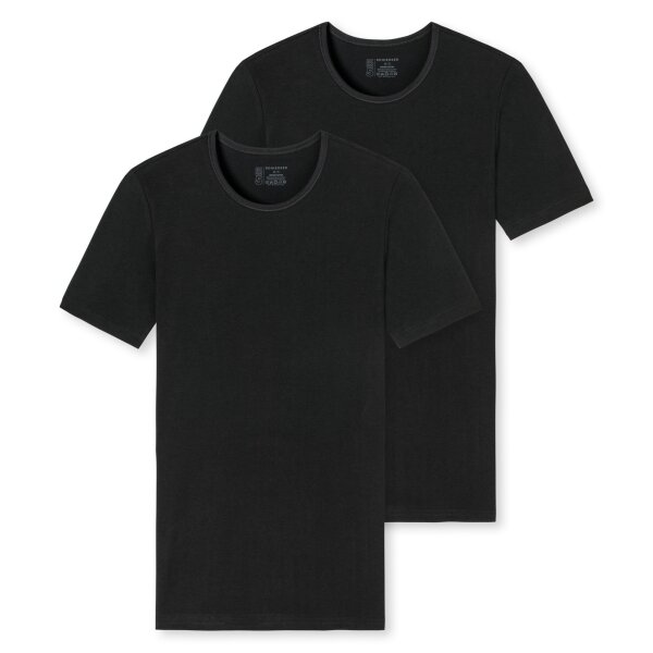 SCHIESSER Herren T-Shirt 2er Pack - Serie "95/5", Rundhals, S-XXL Schwarz M