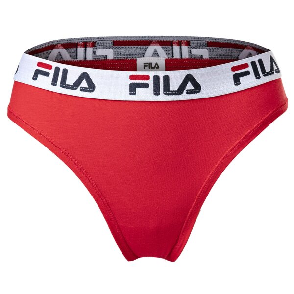 FILA Damen Brazilian Slip - Panty, Logo-Bund, Cotton Stretch, einfarbig, XS-XL Rot XS