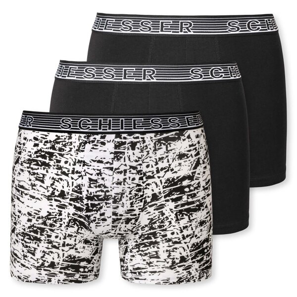 SCHIESSER Jungen Shorts 3er Pack - Serie "95/5", Unterhose, Organic Cotton Schwarz/Weiß 176
