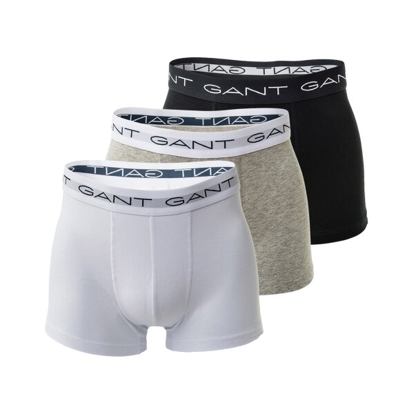GANT Mens Boxer Shorts, 3-Pack - Trunks, Cotton Stretch Black/White/Gray S (Small)