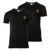 VERSACE Herren T-Shirt, 2er Pack - TOPEKA, Unterhemd, Rundhals, Stretch Cotton Schwarz S