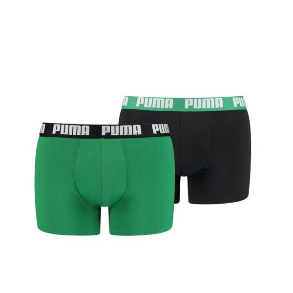 PUMA Herren Boxer Shorts, 2er Pack - Boxers, Cotton Stretch, einfarbig Grün/Schwarz S