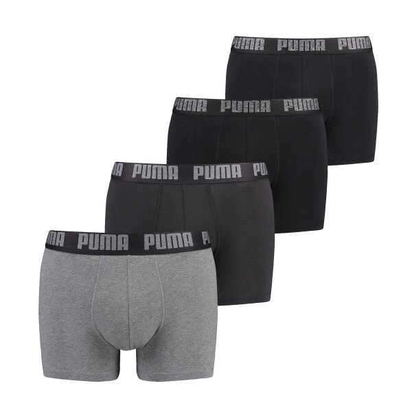 PUMA Mens Boxer Shorts, 4-pack - Basic Boxer ECOM, Cotton Stretch, Everyday Black/Grey S (Small)