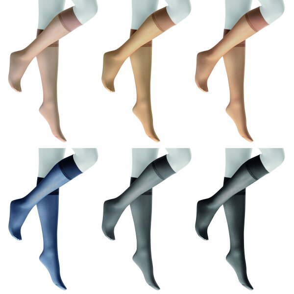 KUNERT Ladies Knee Highs SATIN LOOK 20 - transparent, glossy, 20 DEN