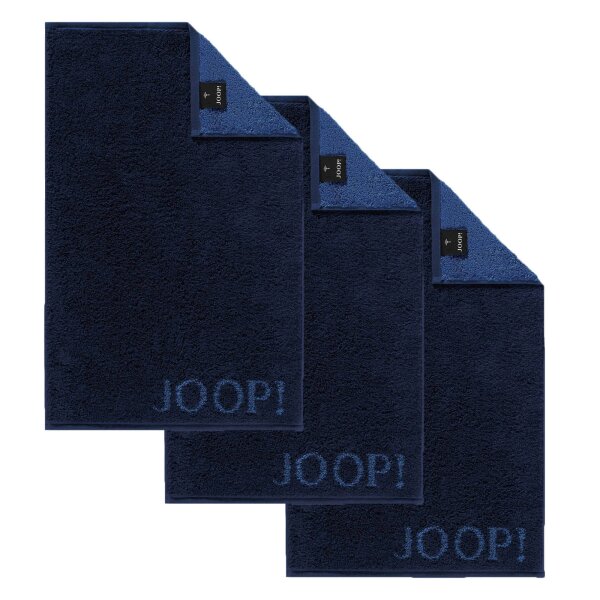 JOOP! Gästetuch Classic Frottierkollektion, 3er Pack - Walkfrottier Blau 30x50cm