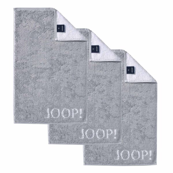 JOOP! Gästetuch Classic Frottierkollektion, 3er Pack - Walkfrottier Grau 30x50cm