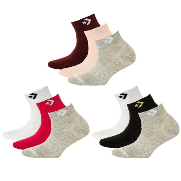 Converse Damen Socken im Pack - Quarter,Vorteilspack, einfarbig, Logo