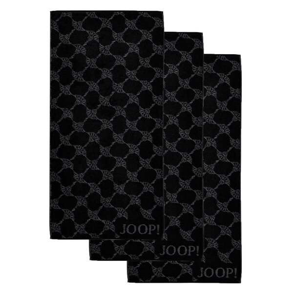 JOOP! Handtuch Classic / Infinity Kollektion, 3er Pack - Walkfrottier Schwarz Cornflower 50x100cm