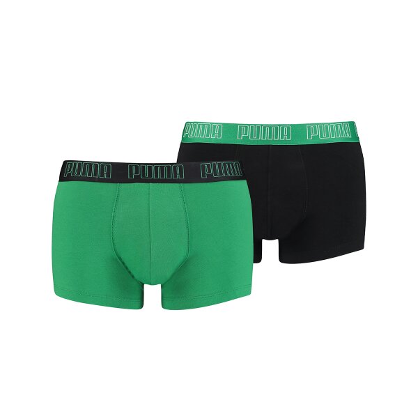 PUMA Herren Boxer Shorts, 2er Pack - Basic Trunks, Cotton Stretch, einfarbig Grün S