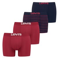 Levis Herren Trunks, 4er Pack - Solid Basic Boxer & Vintage Stripe, ECOM Rot/Schwarz 2XL