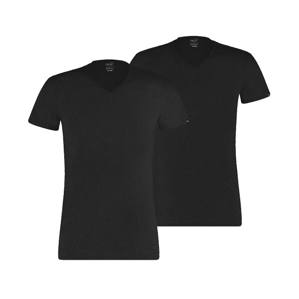PUMA Herren T-Shirt, 2er Pack - Basic V-Neck, V-Ausschnitt, Kurzarm, uni Schwarz S