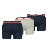 Levis Herren Boxer-Shorts, 3er Pack - Sportswear Logo Boxer Brief, Cotton Stretch Marine/Grau L