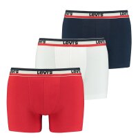 Levis Herren Boxer-Shorts, 3er Pack - Sportswear Logo Boxer Brief, Cotton Stretch Weiß/Blau/Rot M
