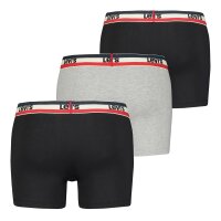 Levis Herren Boxer-Shorts, 3er Pack - Sportswear Logo Boxer Brief, Cotton Stretch Schwarz/Grau 2XL