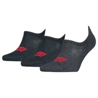 LEVIS Unisex Sneaker Socks, 3-pack - FOOTIE HIGH RISE BATWING, Anti-Slip