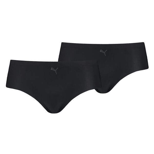 PUMA Damen Hipster, 2er Pack - Unterhose, nahtlos, Mikrofaser, einfarbig Schwarz S
