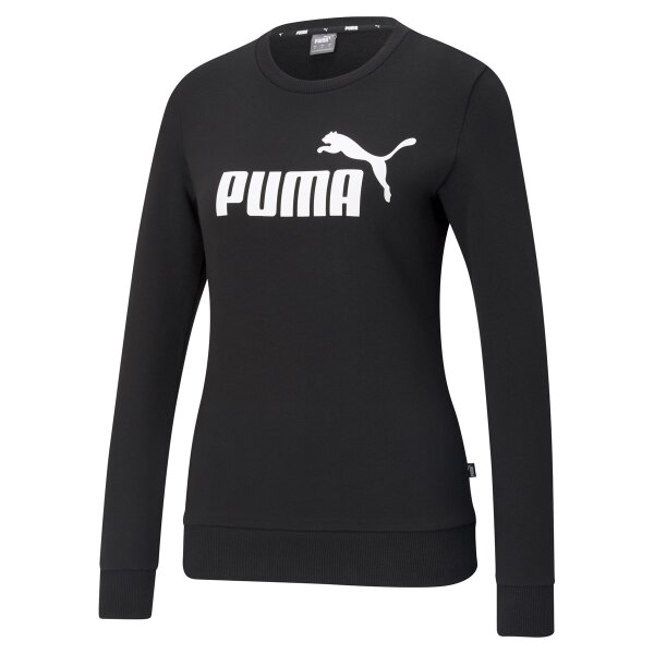 PUMA Womens Sweatshirt - ESS Logo Crew, Round Neck, Long Sleeve, Plain Black XS (X-Small)