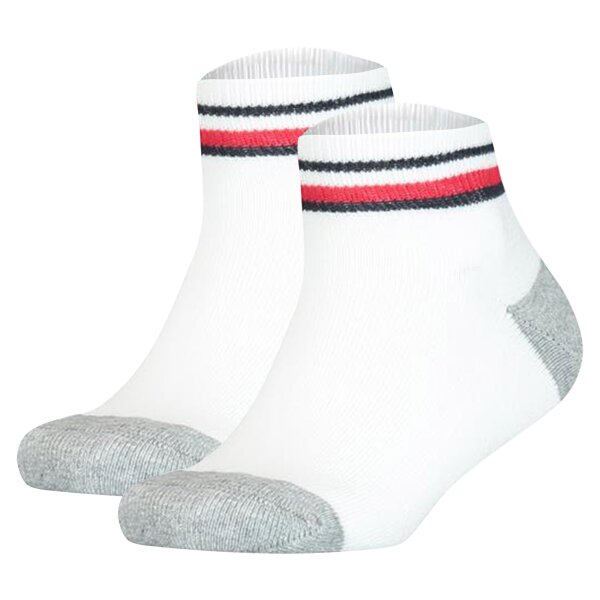 TOMMY HILFIGER childrens quarter socks, 2-pack - ICONIC SPORTS, terry sole White 31-34 (12-2 UK)