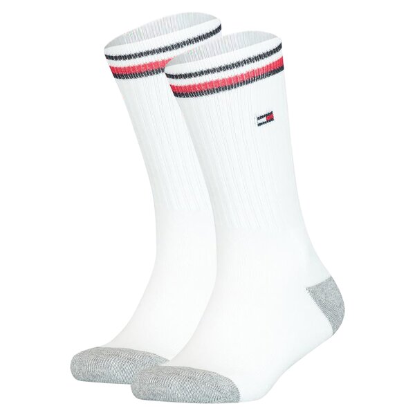 TOMMY HILFIGER Kinder Socken, 2er Pack - ICONIC SPORTS, Frottee-Sohle, 27-42 Weiß 39-42