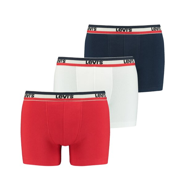 Levis Herren Boxer-Shorts im Pack - Sportswear Logo Boxer Brief, Vorteilspack, Cotton Stretch Weiß/Blau/Rot XL 3er Pack (1x3P)