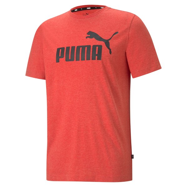 PUMA Mens Sports T-Shirt - ESS Essentials Heather Tee, Round Neck, Short Sleeve, Plain Red S (Small)