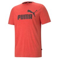 PUMA Mens Sports T-Shirt - ESS Essentials Heather Tee, Round Neck, Short Sleeve, Plain Red S (Small)
