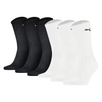 PUMA unisex sports socks, 6-pack - tennis socks, crew sports socks, solid colour (2x 3 pairs) Black/White 35-38