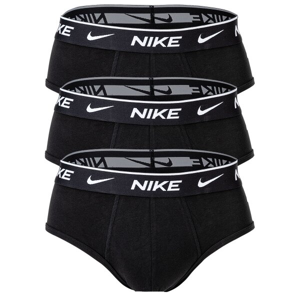 NIKE Herren Slips, 3er Pack - Briefs, Logobund, Cotton Stretch Schwarz S