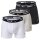 NIKE Mens Boxer Shorts, Pack of 3 - Trunks, Logo Waistband, Cotton Stretch White/Grey/Black M (Medium)
