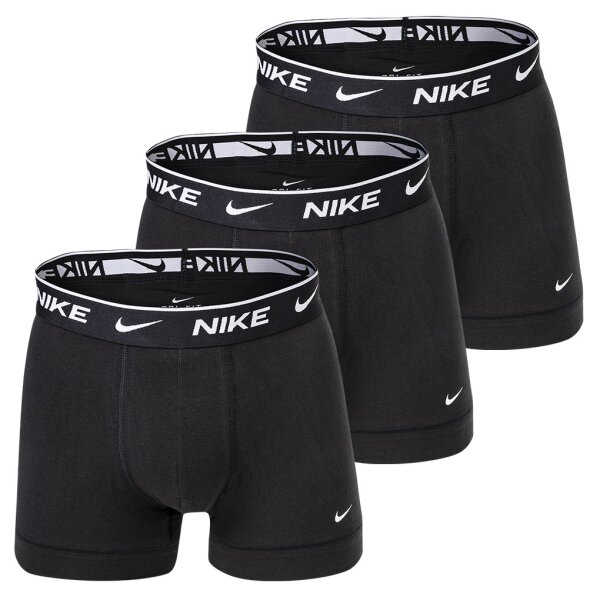 NIKE Mens Boxer Shorts, Pack of 3 - Trunks, Logo Waistband, Cotton Stretch Black S (Small)