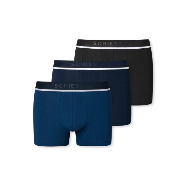 SCHIESSER Mens Shorts 3-Pack - Series "95/5", Underpants, Logo Waistband, plain, S-2XL Black/Blue S (Small)