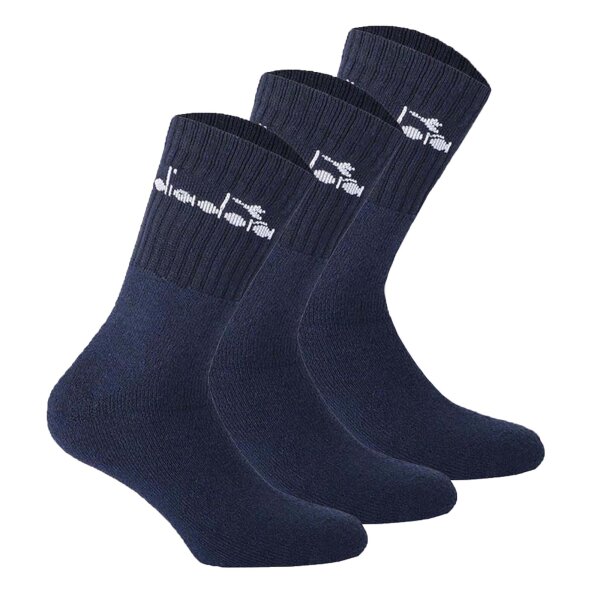 Diadora Unisex Tennissocken - 3er Pack, Logo Dunkelblau 43-46