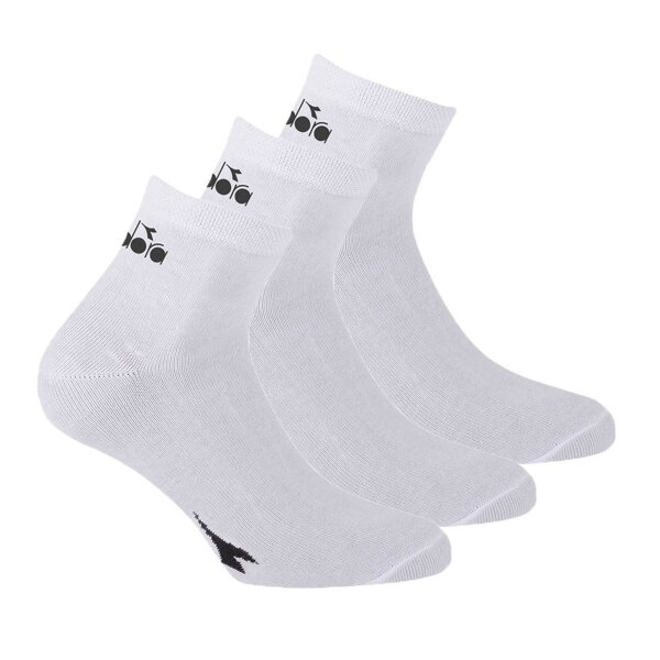 Diadora Unisex Socken - 3er Pack, Quarter, Logo Weiß 39-42