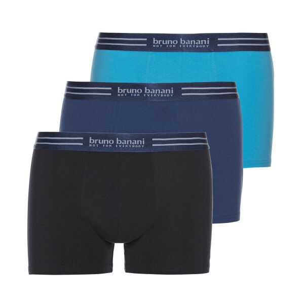 Bruno Banani Mens Boxer Shorts 3 Pack - Essential Cotton, Cotton, Plain Black/Dark Blue/Light Blue S (Small)