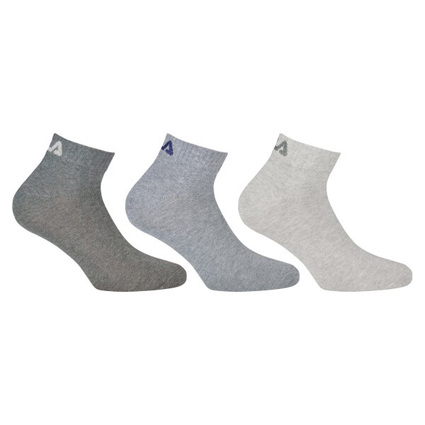 FILA Quarter Socks Unisex, 3 pairs - Short socks, Sport, Logo Waistband, uni, 35-46 Grey Mix 43-46 (9-11 UK)