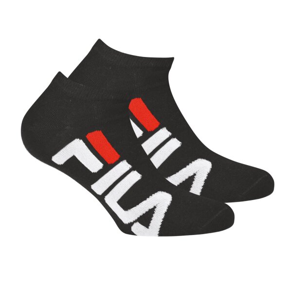 FILA Unisex, 2 Paar Socken - Invisible Sneakers, Logo, einfarbig Schwarz 35-38
