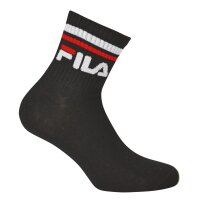 FILA Unisex Socken, 3 Paar Quarter - Kurzsocken, Sport, Logo-Bund, uni Schwarz 35-38