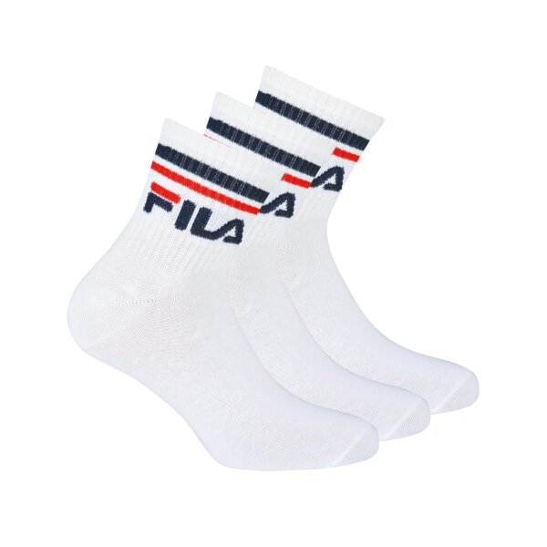 FILA Unisex Socken, 3 Paar Quarter - Kurzsocken, Sport, Logo-Bund, uni Weiß 43-46