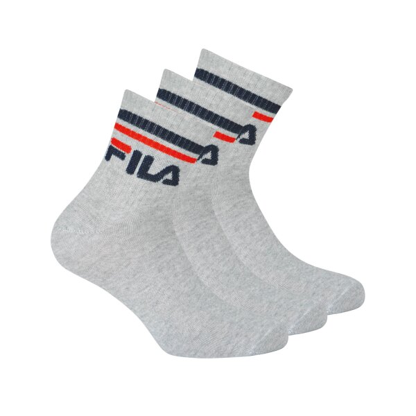 FILA Unisex Socks, 3 Pairs Quarter - short Socks, Sport, Logo Cuff, uni Grey 43-46 (9-11 UK)
