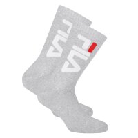 FILA Unisex Socks 2 Pairs - Tennis Socks, Crew Socks, Terry, Sport, Logo Grey 39-42 (UK 6-8)
