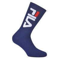 FILA Unisex Socks 2 Pairs - Tennis Socks, Crew Socks, Terry, Sport, Logo Blue 35-38 (UK 3-5)