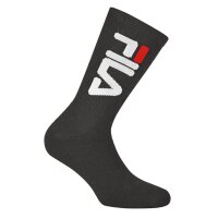 FILA Unisex Socken 2 Paar - Tennissocken, Crew Socks, Frottee, Sport, Logo Schwarz 35-38