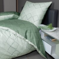Janine Bed Linen 2 Pieces - Maco Satin, mercerized Cotton, Silk Finish, Diamonds Green 135x200cm