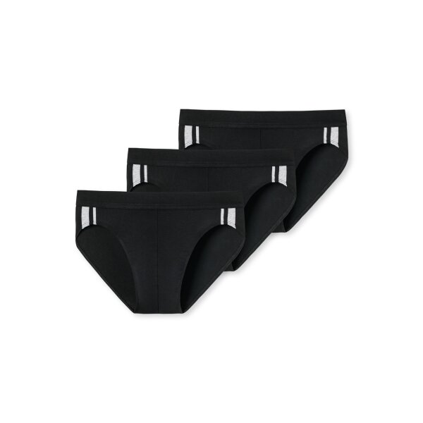 SCHIESSER Mens Briefs 3-Pack - Rio Slip 95/5, Cotton Stretch, side Stripes Black M (Medium) 3er Pack (1x3P)