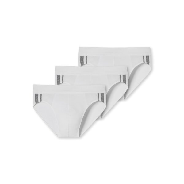 SCHIESSER Mens Briefs 3-Pack - Rio Slip 95/5, Cotton Stretch, side Stripes White M (Medium) 6er Pack (2x3P)