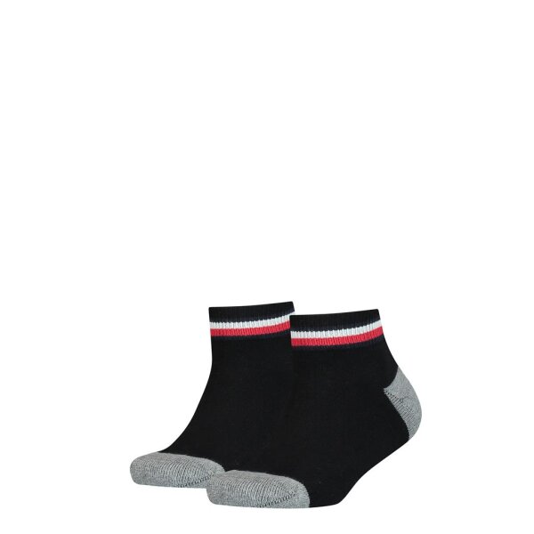TOMMY HILFIGER childrens quarter socks, 2-pack - ICONIC SPORTS, terry sole Black 35-38 (2.5-5 UK)