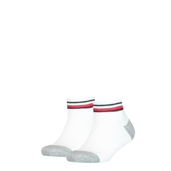 TOMMY HILFIGER childrens quarter socks, 2-pack - ICONIC SPORTS, terry sole White 31-34 (12-2 UK)