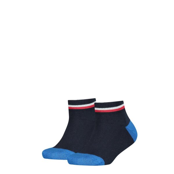 TOMMY HILFIGER Kinder Quarter-Socken im Pack - ICONIC SPORTS, Frottee-Sohle Dunkelblau 39-42 4er Pack (2x2P)